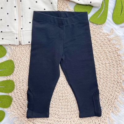 Conj. Jaqueta de Moletom Poá e Calça Legging - Creme e Preto